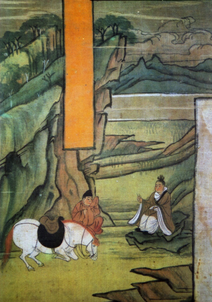 敦煌绢画  佛传故事（局部）  唐