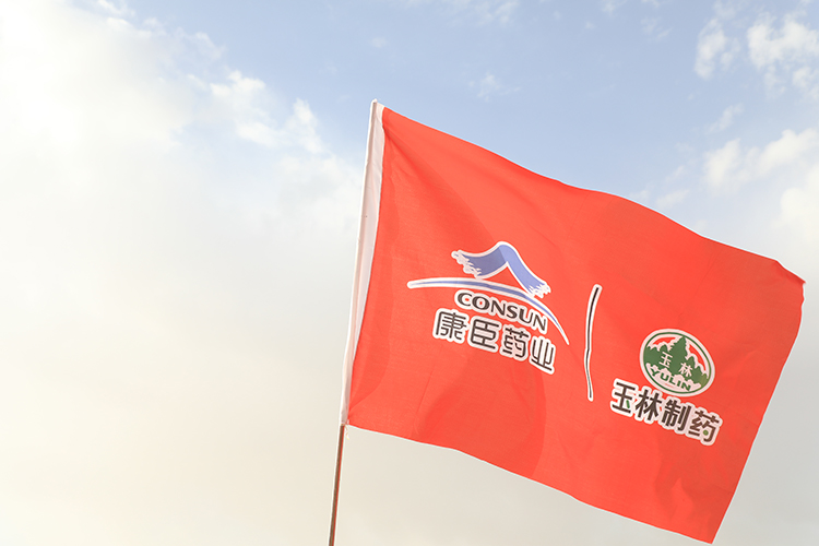 玉林制药的户外徒步运动旗帜